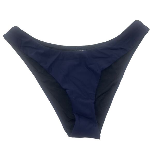 J Crew Curved Waist Bikini Bottom Navy Blue Cheeky Size Medium BC125 New - Picture 1 of 5